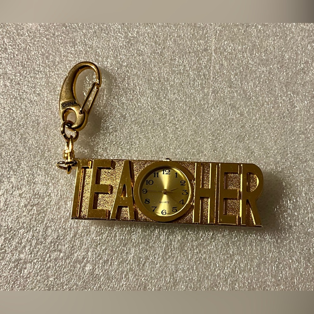 NWOT 2D TEACHER Quartz Watch w/ Second Hand Keychain great Gift! Y2K